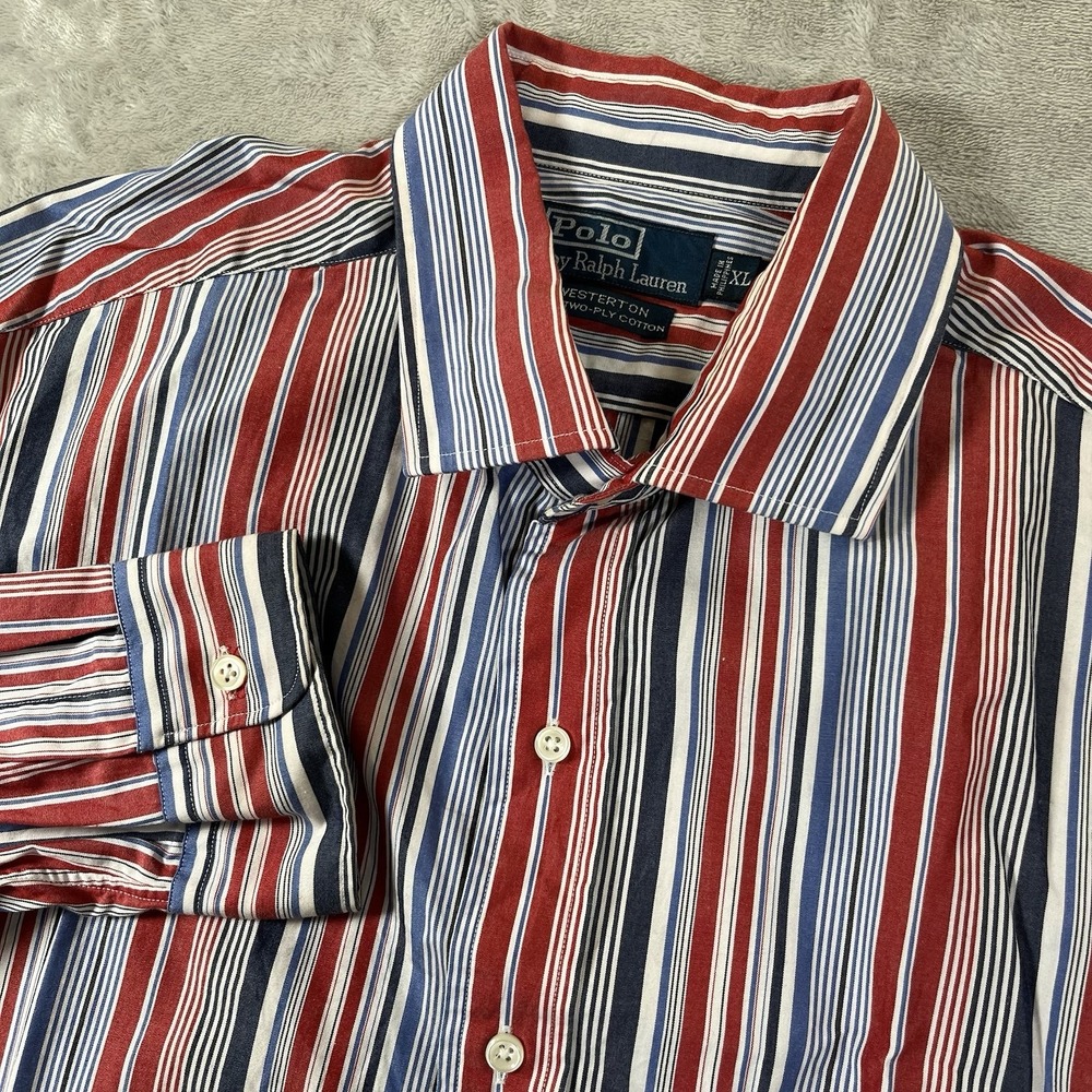 Vintage Polo Ralph Lauren Westerton Shirt Mens‎ XL Striped Cotton Button Up